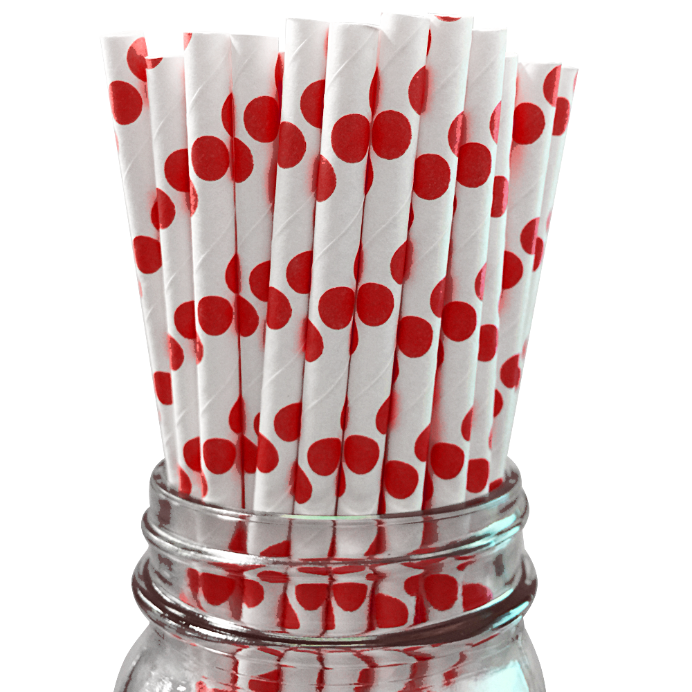 Heart Paper Straws, 7-3/4-inch, 25-Piece - White/Red