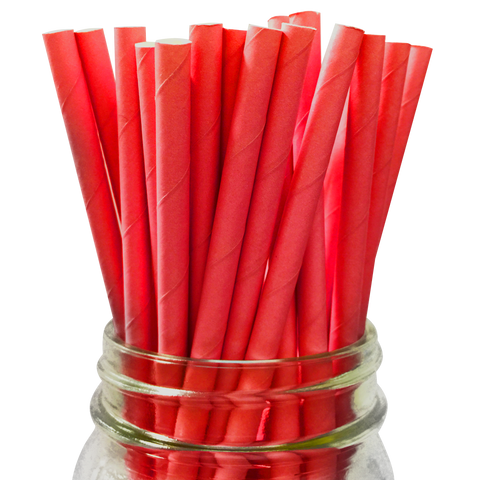 Red Solid 25pc Paper Straws.
