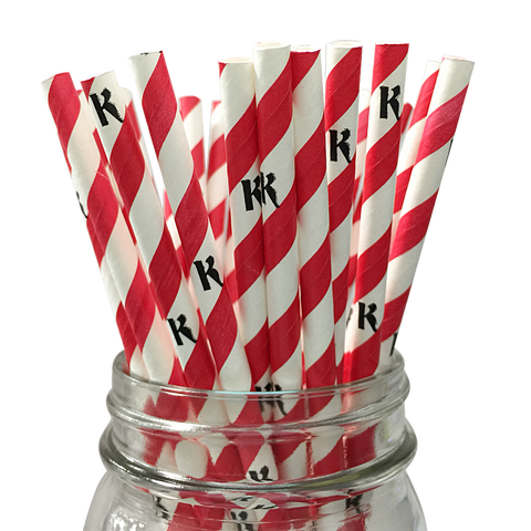 Red Stripe K 25pc Paper Straws.