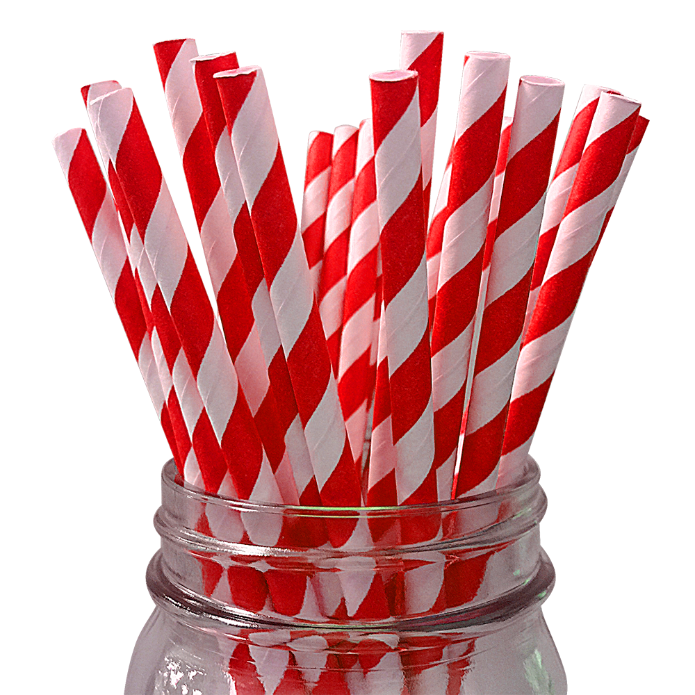 Heart Paper Straws, 7-3/4-inch, 25-Piece - White/Red