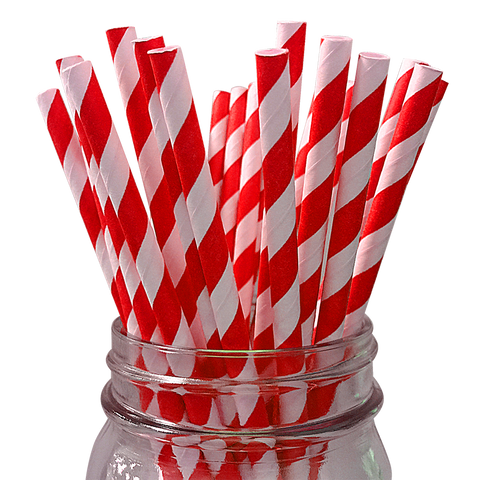 Red Striped 25pc Paper Straws.