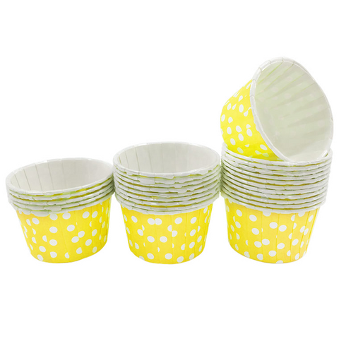 Yellow with White Polka Dot 10pc Mini Paper Cups.