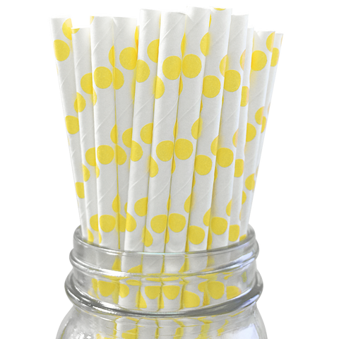 Yellow Polka Dot 25pc Paper Straws.