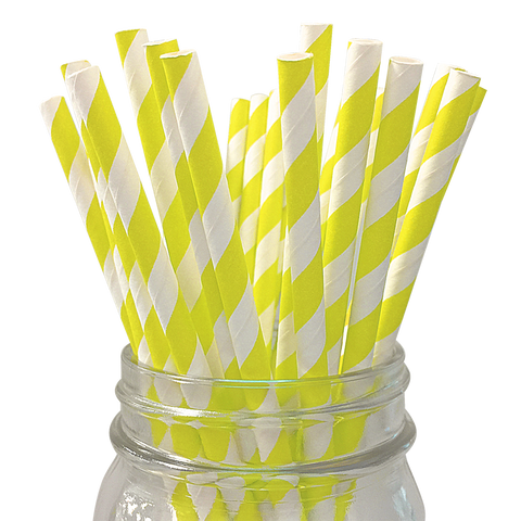 Yellow Striped 25pc Paper Straws.
