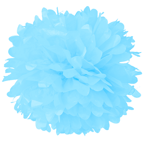 12 Baby Blue Tissue Pom Poms