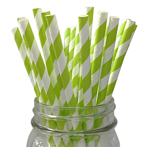 Green Striped 25pc Paper Straws.