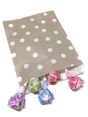 Grey Polka Dots 20pc Paper Favor Bags.