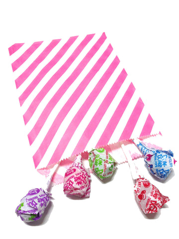 Hot Pink Striped 20pc Paper Favor Bags.