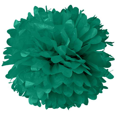 6" Peacock Green Tissue Pom Poms.