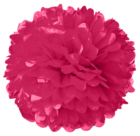 6" Raspberry Tissue Pom Poms.