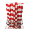 Red Rugby Striped 25pc Paper Straws.
