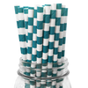 Turquoise Rugby Striped 25pc Paper Straws.