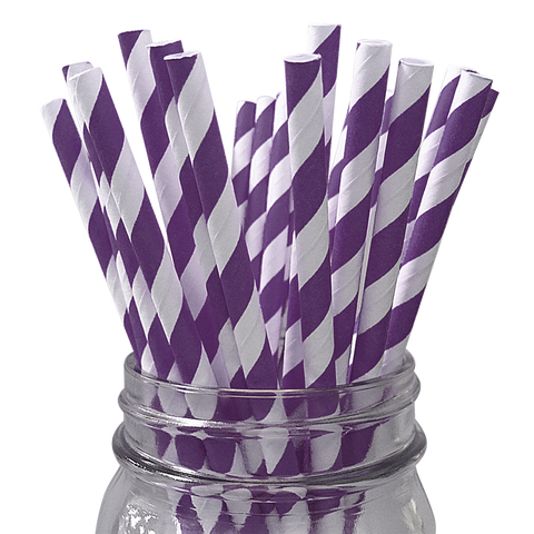 Violet Striped 25pc Paper Straws.
