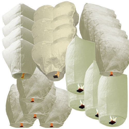 20 ECO White Assorted Shapes Sky Lanterns