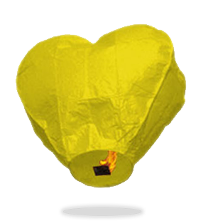 Yellow Heart Sky Lanterns.